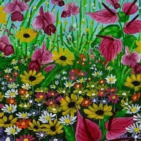 Original acrylic painting - Wild Flowers 5 — closeup 1