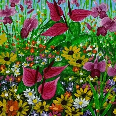 Original acrylic painting - Wild Flowers 5 — closeup 2