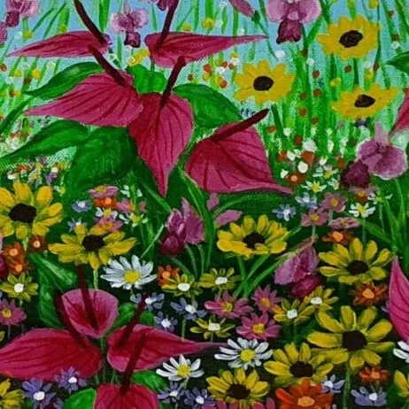 Original acrylic painting - Wild Flowers 5 — closeup 3