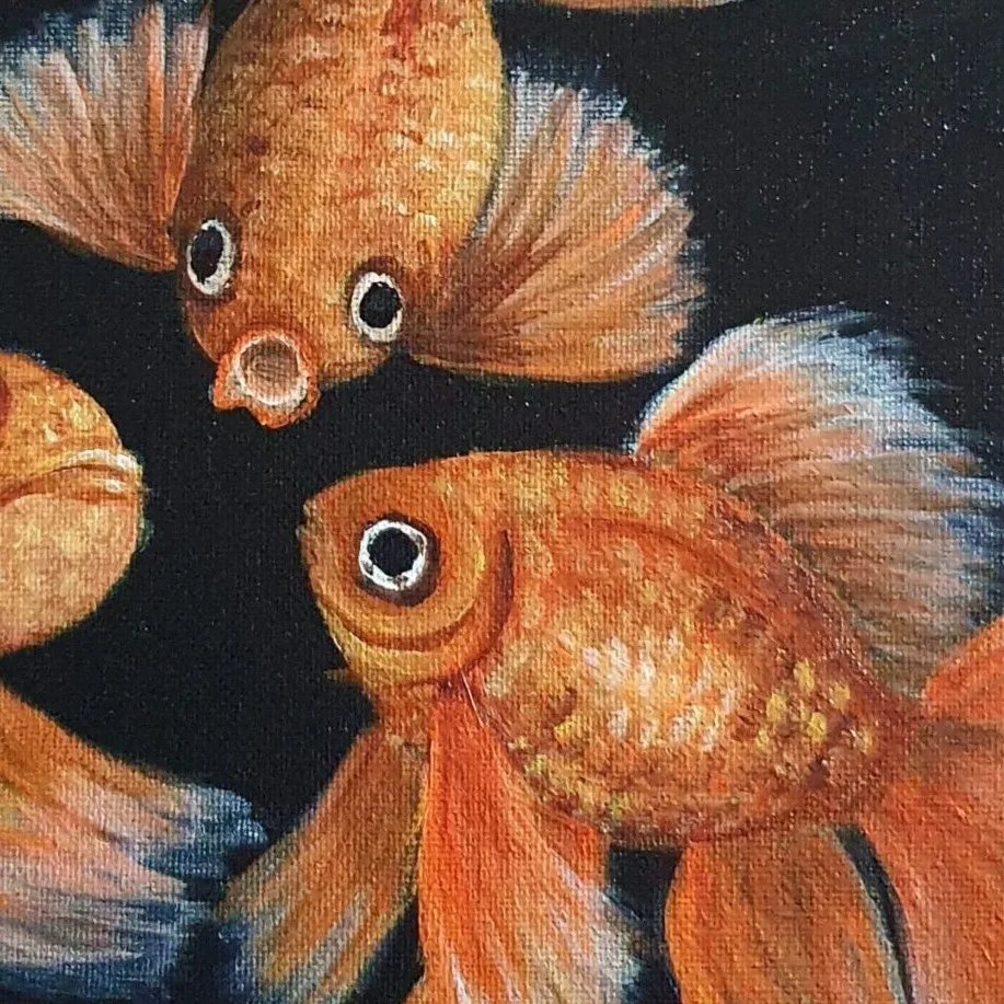 Original Acrylic Painting- Goldfish 1 — closeup 1