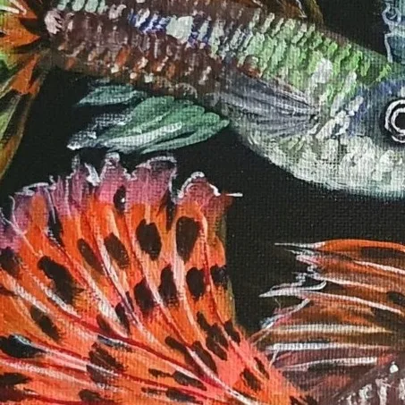 Original Acrylic Painting - Guppies — closeup 1