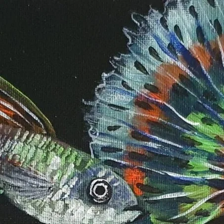 Original Acrylic Painting - Guppies — closeup 3