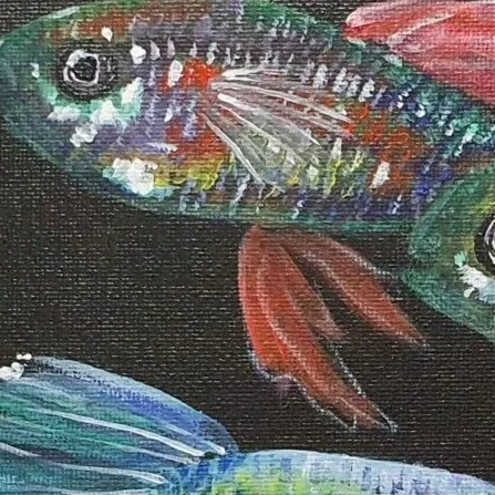 Original Acrylic Painting - Guppies 2 — closeup 3