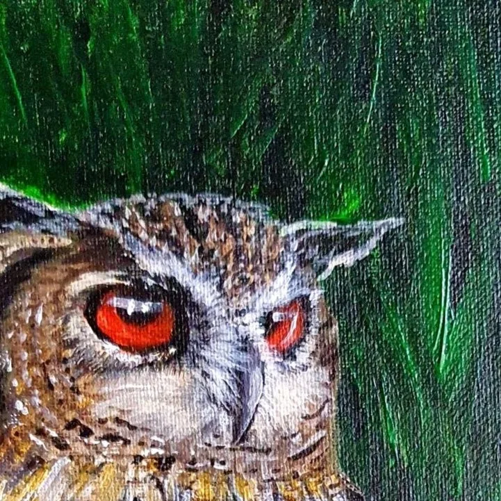 Original Acrylic Painting - Owl 2 — closeup 3
