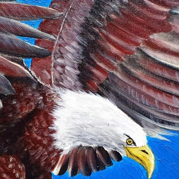 New Acrylic Painting - Bald Eagle Takes Flight — closeup 1