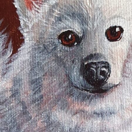 New Acrylic Painting - White Doggy — closeup 1