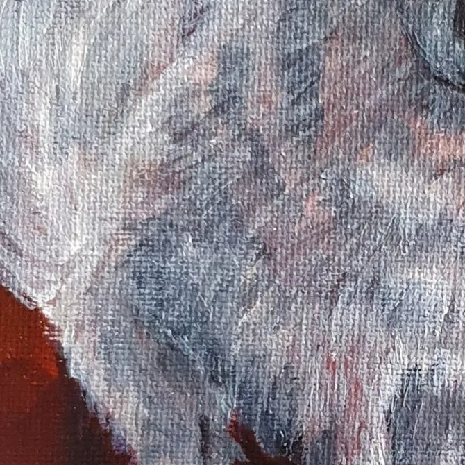 New Acrylic Painting - White Doggy — closeup 2