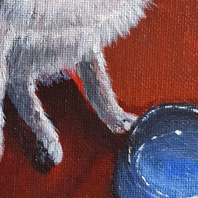 New Acrylic Painting - White Doggy — closeup 3