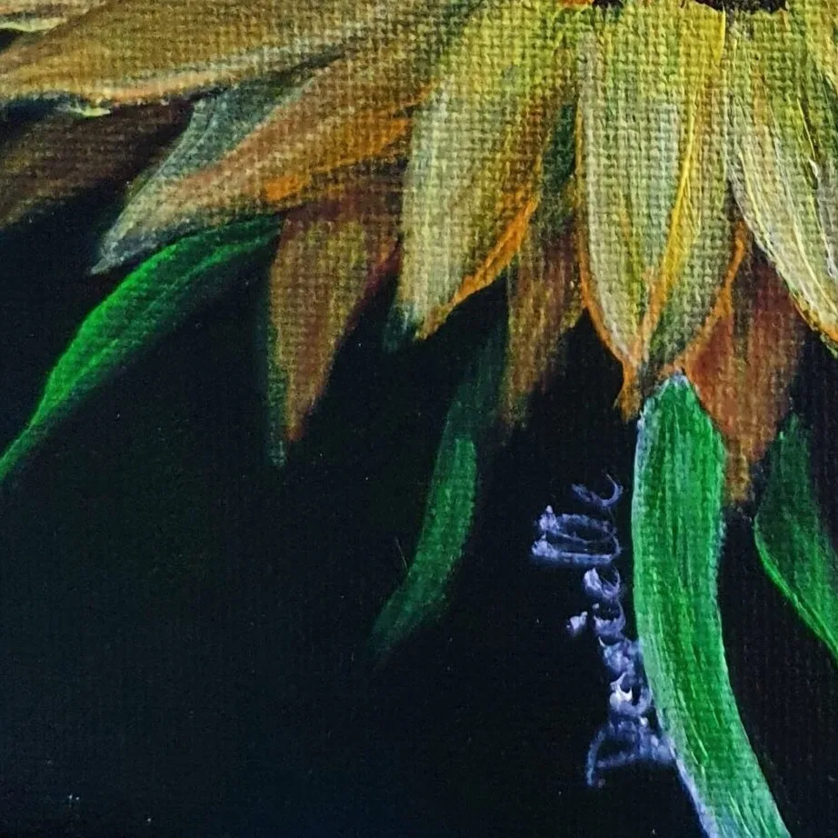 New Acrylic Painting - Sunflower 3 — closeup 3