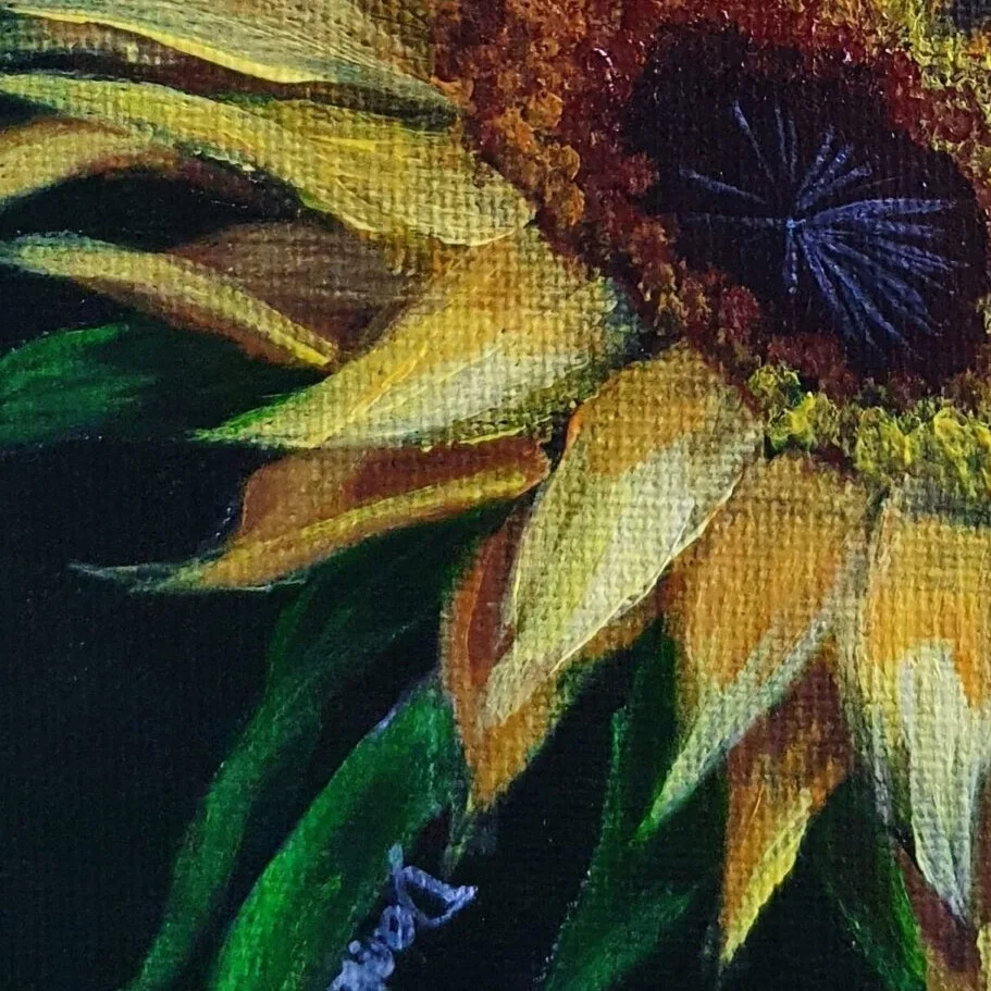 New Acrylic Painting - Sunflower 4 — closeup 3