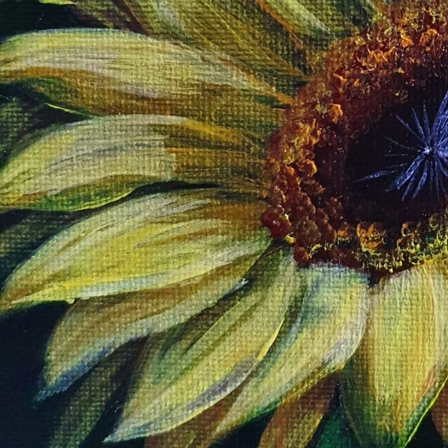 New Acrylic Painting - Sunflower 5 — closeup 2