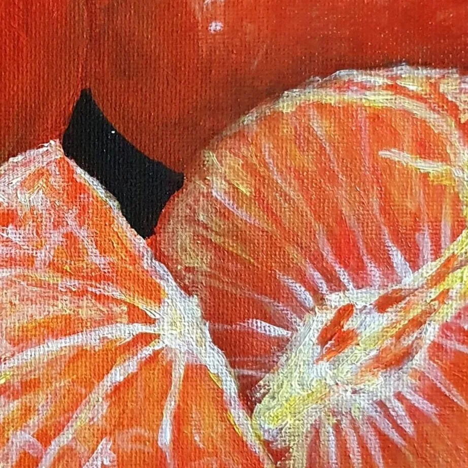 Original Acrylic Painting - Mandarin Oranges 1 — closeup 2