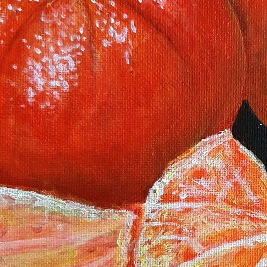 Original Acrylic Painting - Mandarin Oranges 1 — closeup 3