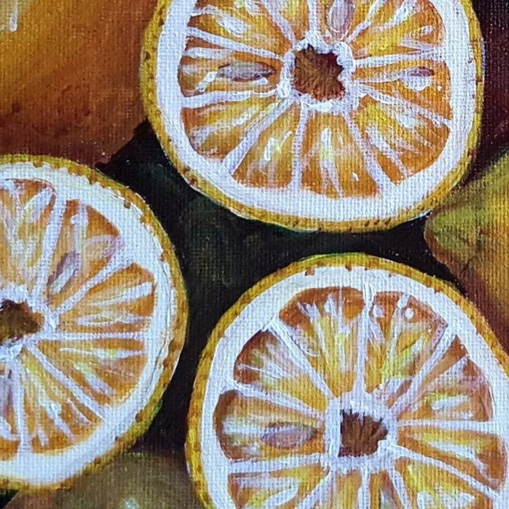 Original Acrylic Painting - When Life Gives You Lemons.... — closeup 1