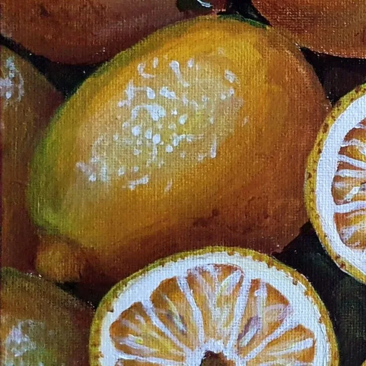 Original Acrylic Painting - When Life Gives You Lemons.... — closeup 3