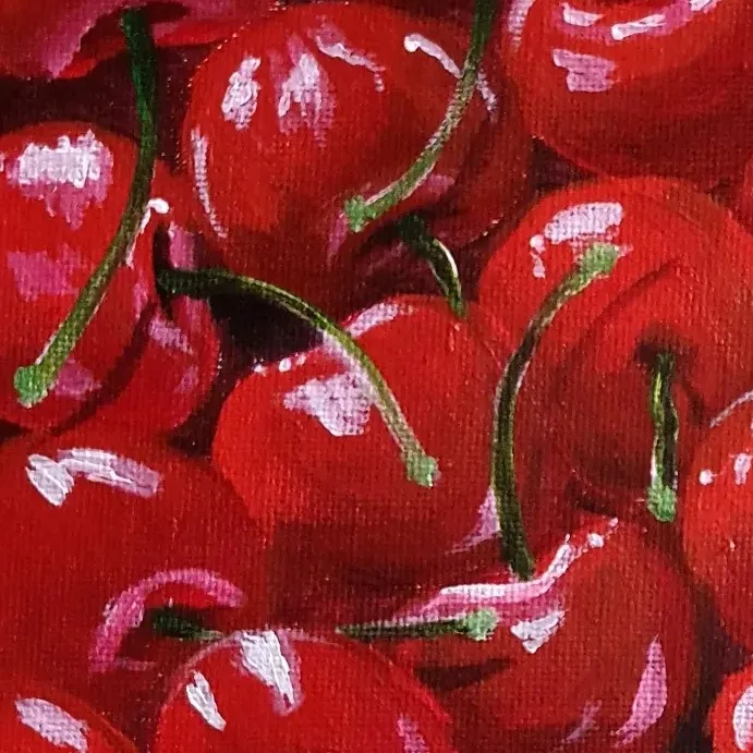Original Acrylic Painting - Top it off with Cherries — closeup 2