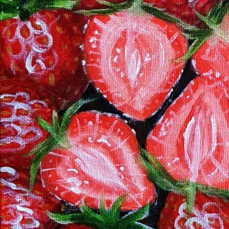 New Acrylic Painting - Strawberries — closeup 1