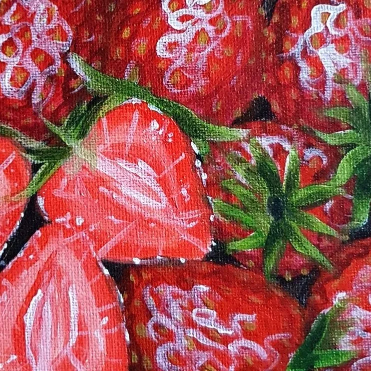 New Acrylic Painting - Strawberries — closeup 2