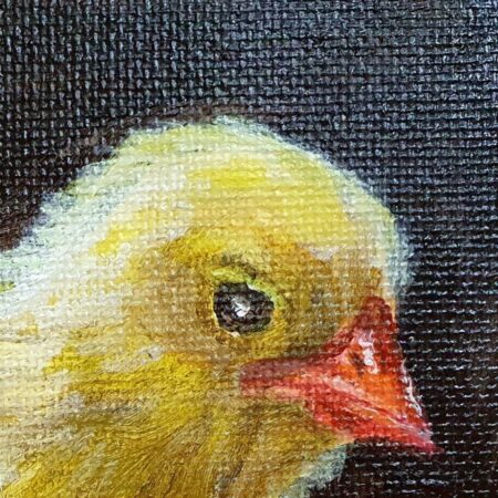 Original Acrylic Painting - Topless Chick in Red Mini Skirt — closeup 1
