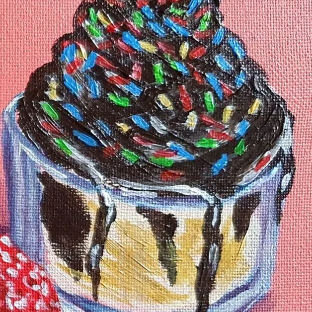 Original Acrylic Painting - A Sweet Sundae Escape — closeup 2