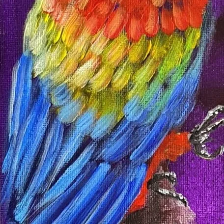 Original Acrylic Painting - Macaws in Conversation — closeup 2