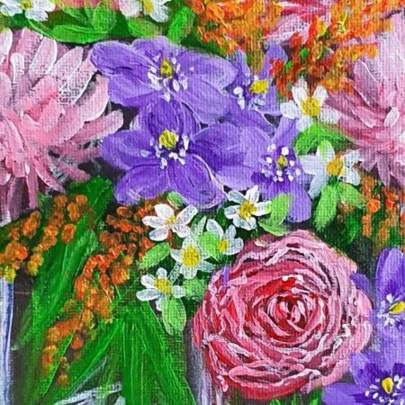Original Acrylic Painting - Bouquet of Flowers — closeup 1