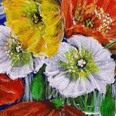Original Acrylic Painting - Bouquet of Poppies — closeup 1
