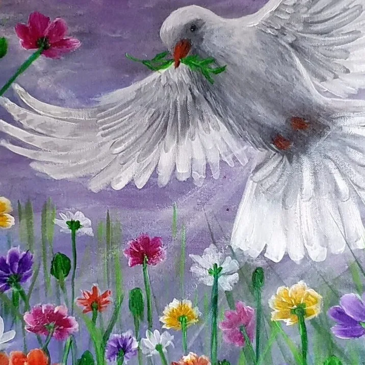 Original Acrylic Painting - Joy, Hope and Peace — closeup 3