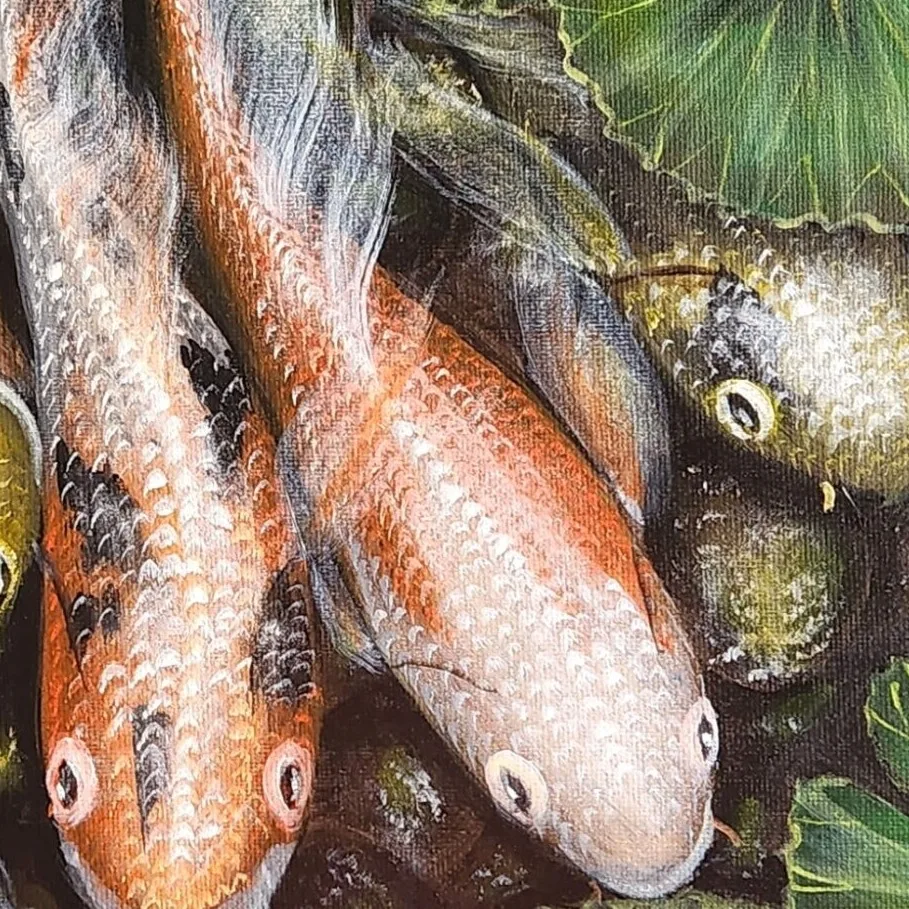 Tranquil Depth: Kois and Water Lilies 2 — closeup 3