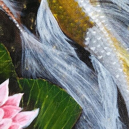 Tranquil Depth: Kois and Water Lilies 3 — closeup 1