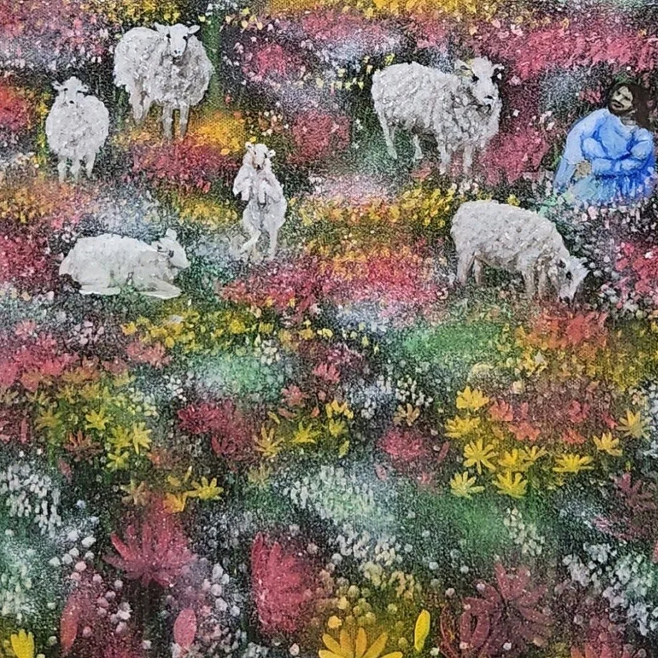 Sheep May Safely Graze, Christmas — closeup 1