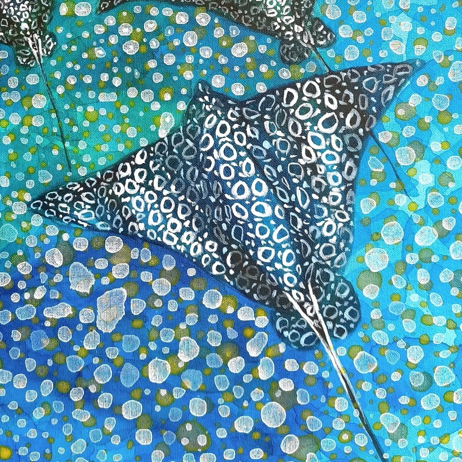 Danielle Art Original Acrylic and Oil Paintings View from Above – Drifting Constellations stingray ocean painting
