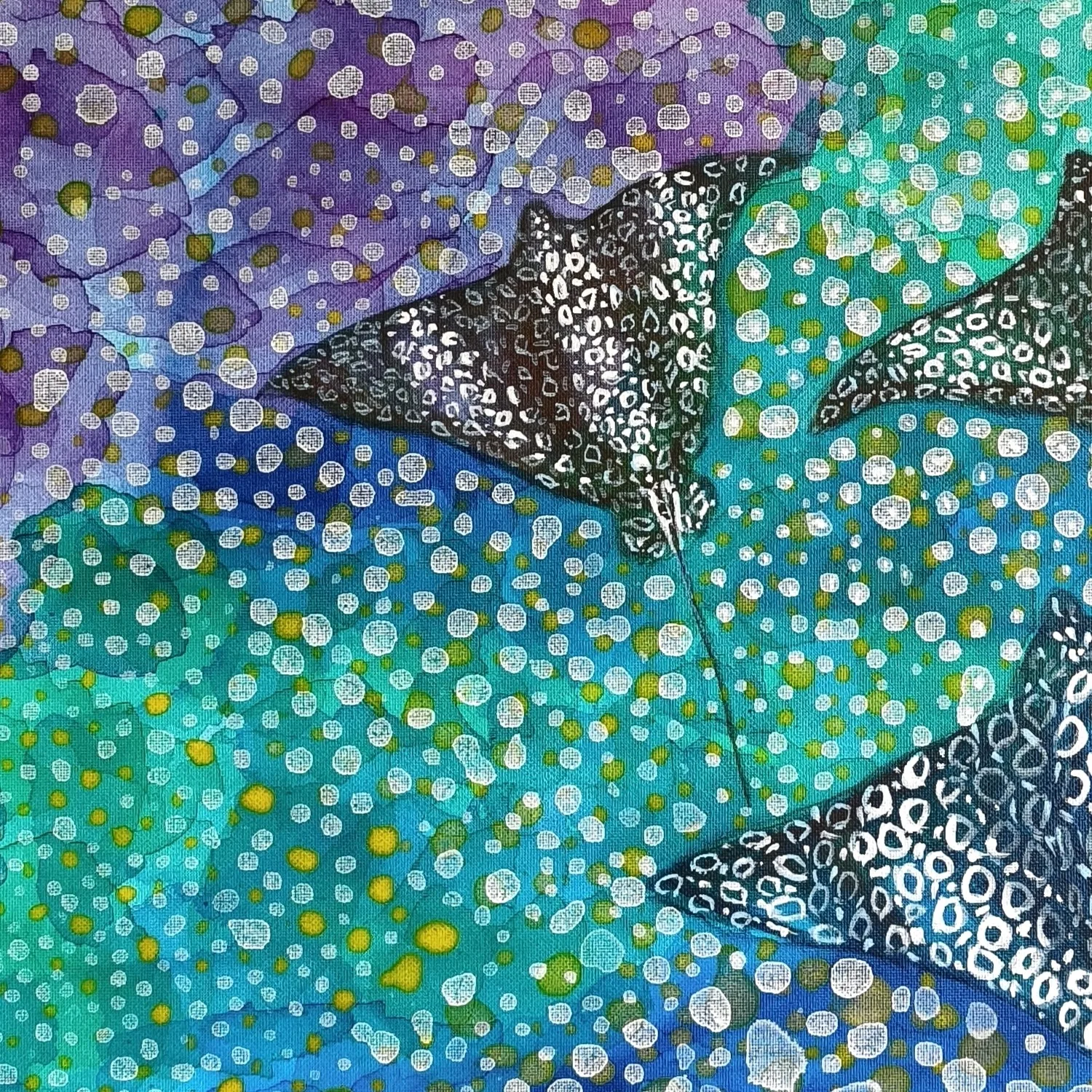 Danielle Art Original Acrylic and Oil Paintings View from Above – Drifting Constellations stingray ocean painting